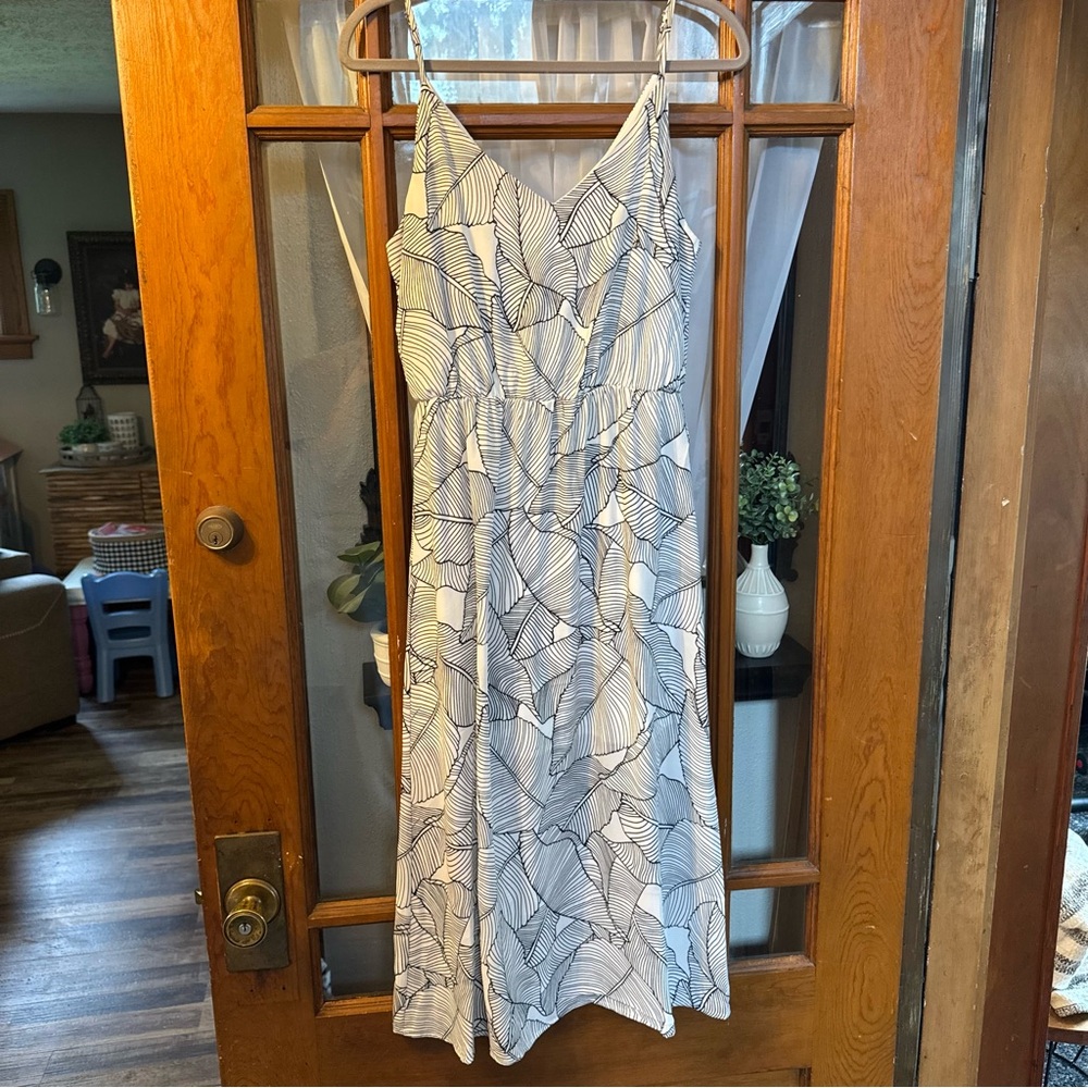 Sienna Sky Black and White Leaf Print Dress